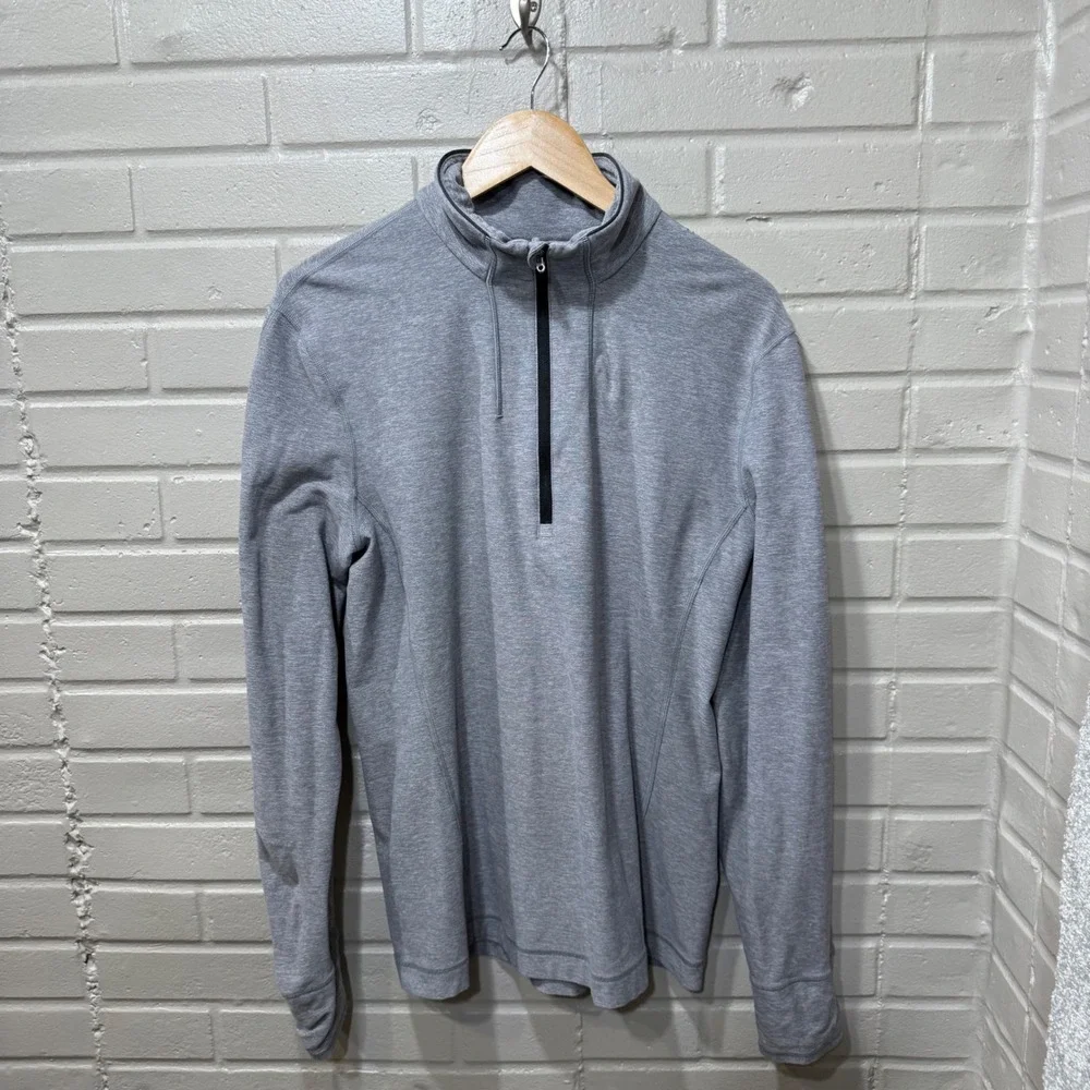 Lululemon Tech Zip Pullover Heathered Grey Long Sleeve L Running Performance